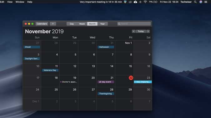 calendar app for mac on status bar